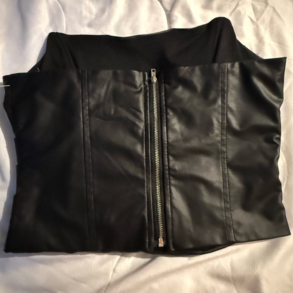Black Faux Leather top - Picture 2 of 3